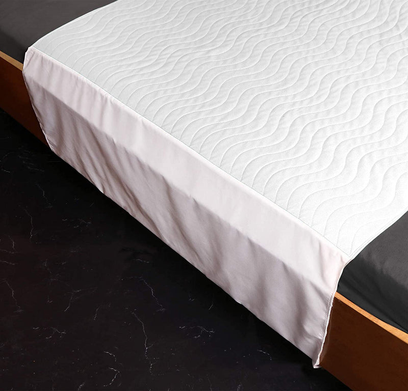ComfortCare, Washable Incontinence Pad, Bed Protector Sheet, White, 90 x 90 cms, 35½" x 35½" with Tucks. - BeesActive Australia
