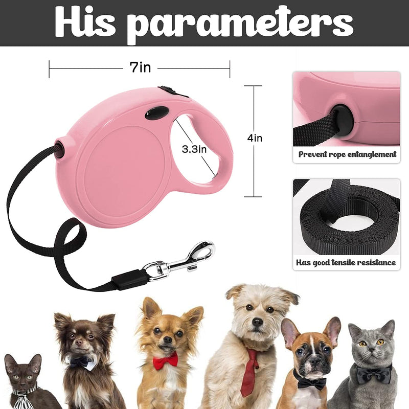 Automatic Retractable Dog Leash,16-Foot Upgraded Version Buckle Lock,360° Tangle Free,One-Hand Brake, Pause, Lock Suitable for Small and Medium Sized Dogs Pink - BeesActive Australia