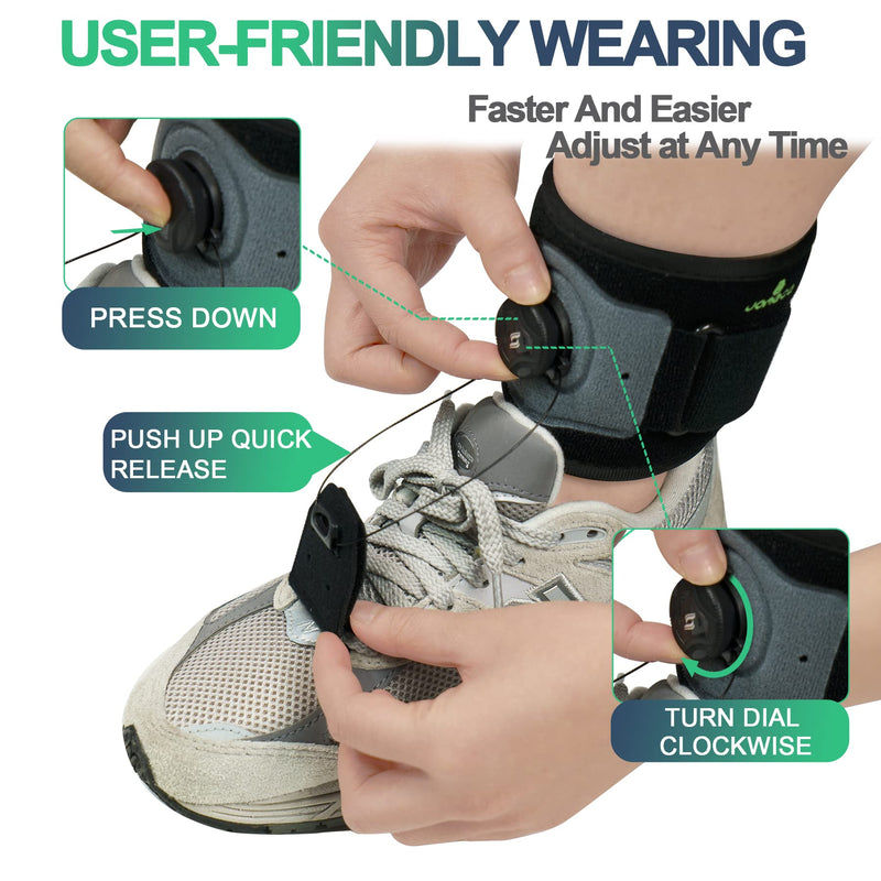 JOMECA Drop Foot Brace with Reel-Adjust Dorsiflexion Drop Foot Support Lifting Up Foot Drop Brace for Walking with Shoes for Foot Drop Cause by ALS,MS,Stroke,Diabetic Neuropathy AFO Fit Women & Men (1, Gray-Black) 1 - BeesActive Australia