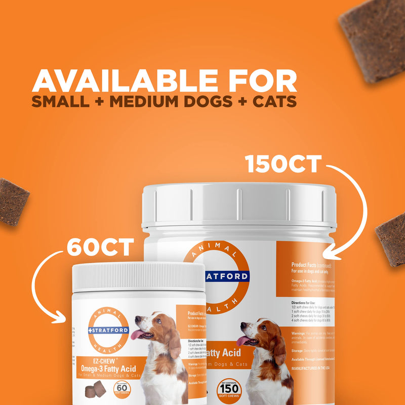 Stratford Pharmaceuticals Omega 3 for Dogs Soft Chews, Itchy Skin Relief for Dog Skin and Coat Supplement for Dogs, Fish Oil Small and Medium Dog Omega 3 Supplement 60 Count - BeesActive Australia