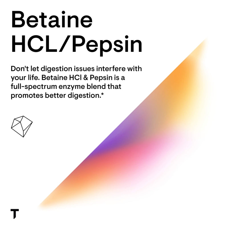 Thorne Betaine HCL & Pepsin - Digestive Enzymes for Protein Breakdown and Absorption - 225 Capsules - BeesActive Australia