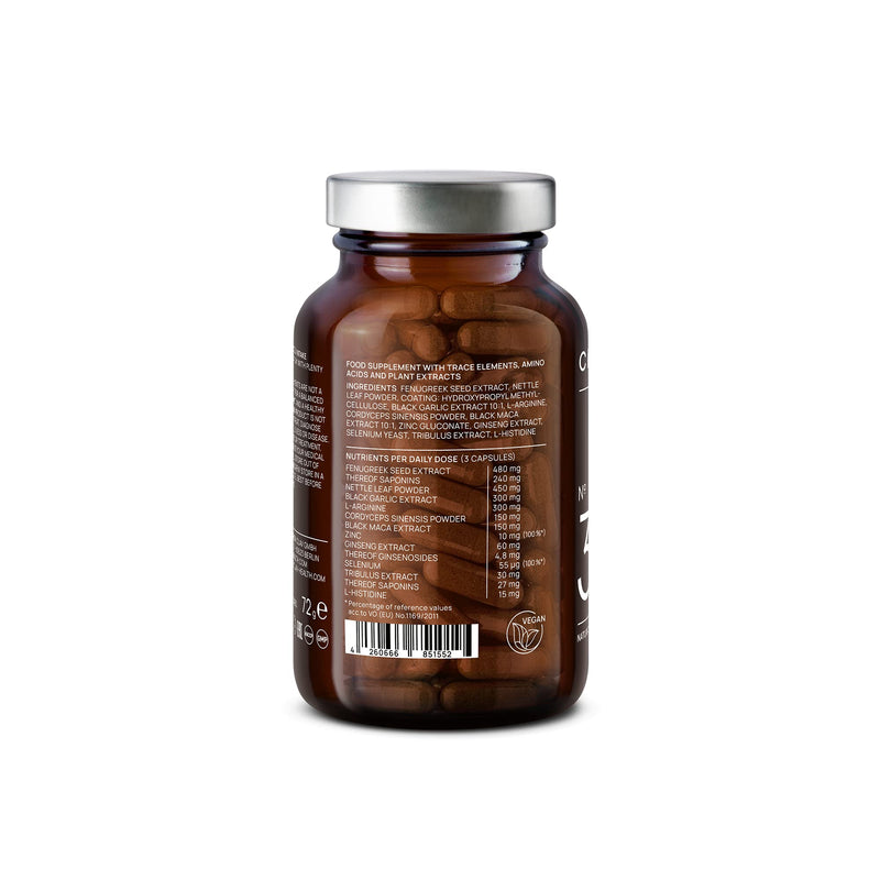 Strong - Black Maca Complex with Tribulus Terrestris, Codyceps Sinensis, L-Arginin, Black Garlic, Fenugreek Seed, Ginseng, Zinc & Selenium - Adaptogen Supplement for Men - 90 Test Booster Capsules - BeesActive Australia