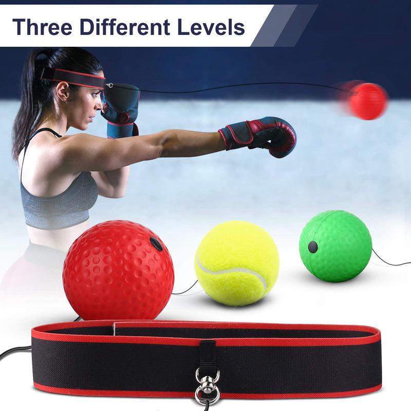 ADolinGo Reflex Ball Boxing Set, 3 Difficulty Level Active Pulse Boxing Reflex Ball, Headband Boxing Ball for Reaction Time Training, Fighting Skills and Hand-Eye Coordination - BeesActive Australia