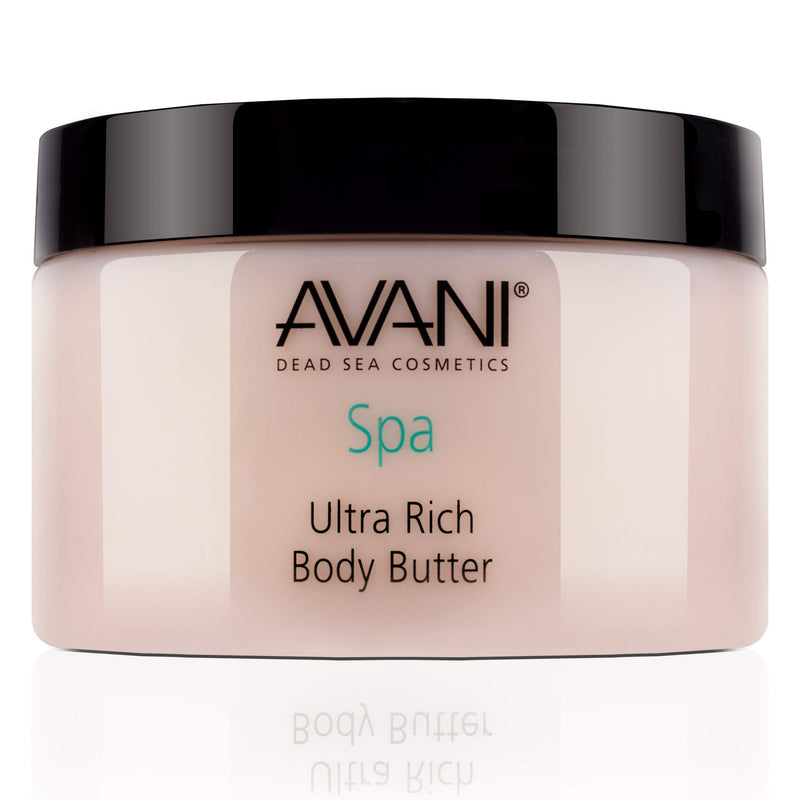 Avani Ultra Rich Body Butter - Dead Sea Salt, Aloe Vera, Vitamin E, Shea, Jojoba, Sunflower, Olive Essential Oil - Natural Exfoliating & Moisturizing Butter for All Skin Types - Milk/Honey Fragrance Milk & Honey - BeesActive Australia