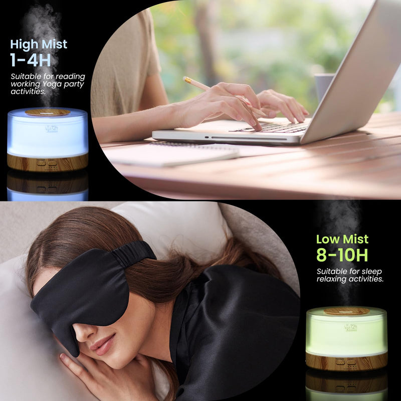 700ML Essential Oil Diffuser, Remote Control Aromatherapy Diffuser with 7 LED Light Colors, Adjustable Mist Mode and Waterless Auto-Off Oil Diffusers Humidifier, Diffusers for Home Bedroom Yoga Sleep Light Wood Grain With Remote Control - BeesActive Australia