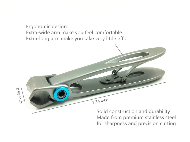 Deluxe Wide Jaw opening Large Nail Clipper Stainless Steel Sharp Sturdy Toenail Clippers (Gray) Gray - BeesActive Australia