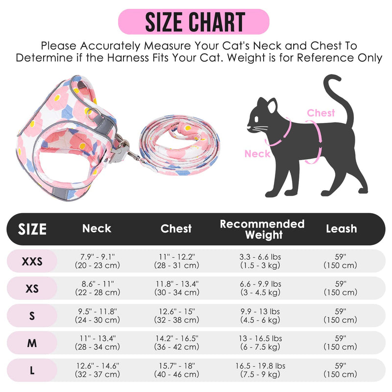 Lukovee Cat Harness and Leash for Walking, Adjustable Escape Proof Vest Harness for Kitten with Reflective Strips Lightweight Step-in Jacket for Cats Puppy Small Pet Traveling Hiking XXS ( Chest 11.0'' ~ 12.2'') A- Pink - BeesActive Australia