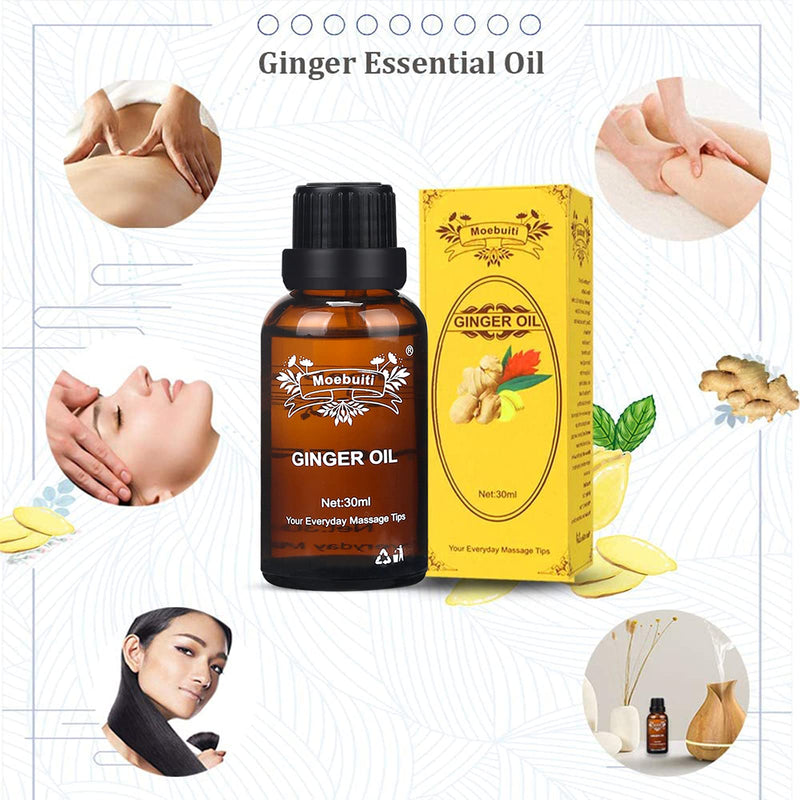 Ginger Essential Oil, Lymphatic Drainage Ginger Oil, Ginger Massage Oils, Belly Drainage Ginger Oil, Ginger Essential Oils for Massage Lymphatic Drainage, Aromatherapy 30 ml (Pack of 3) - BeesActive Australia