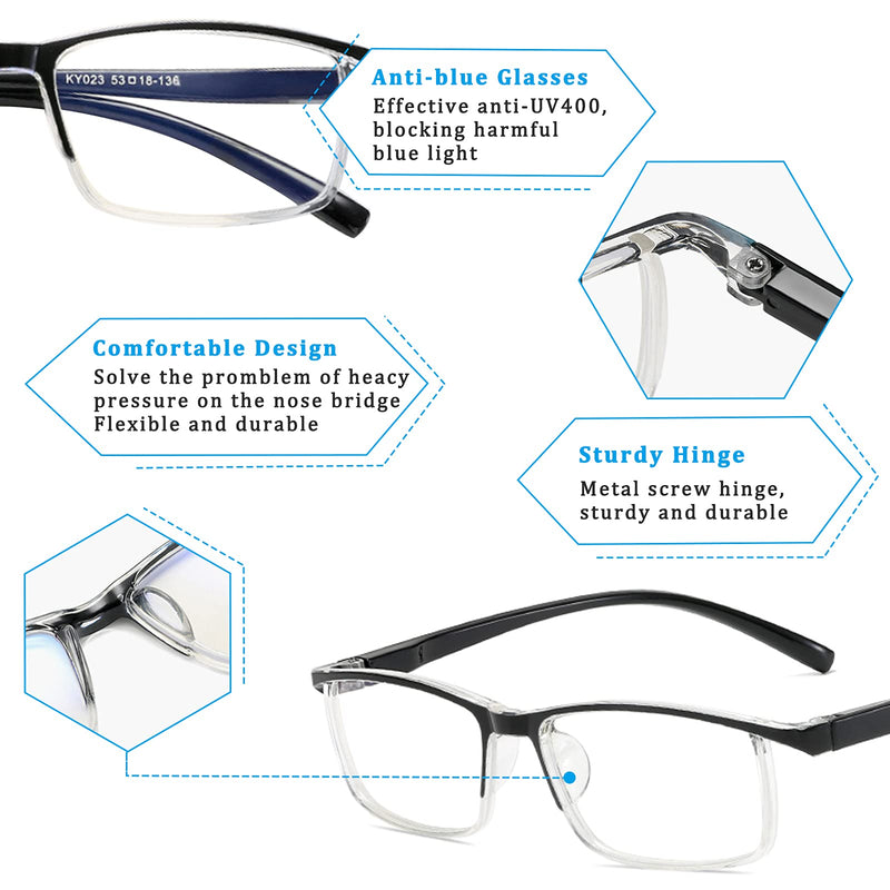 Outray 4-Pack Reading Glasses for Men Blue Light Blocking Computer Glasses Black Half-Frame Transparent Lens Reading Glasses 1.0 x - BeesActive Australia