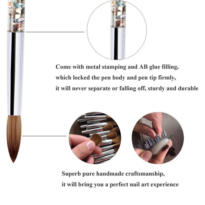 Acrylic Nail Brush 100% Pure Kolinsky Hair Bristles Sable Nail Brush for Acrylic Application Nail Art Painting Drawing Brush for Acrylic Powder Manicure Nail Carved Poly Nail Extension,Nail Art Pens 8# - BeesActive Australia