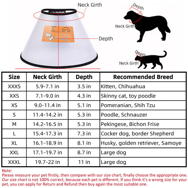 QIYADIN Plastic Pet Recovery Collars & Cones for Dogs and Cats After Surgery Adjustable Dog Neck Head Cone Surgical Elizabeth E-Collar Prevent Biting and Licking Incision S (Neck: 11.4-14.2 in) - BeesActive Australia