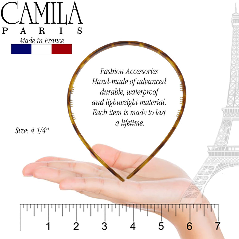 Camila Paris CP1450 French Headband for Women, Strong Hold Grip Women's Hair Band, Very Flexible, No Slip and Durable Styling Girls Hair Accessories, Made in France with Cellulose 0.50 Inch (Pack of 1) Tokyo - BeesActive Australia