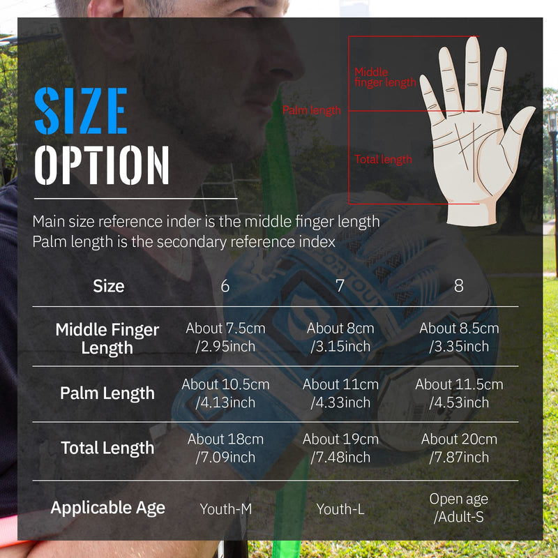 Sportout Goalie Gloves, Goalkeeper Gloves with Fingersave, Soccer Gloves, Breathable Soccer Goalie Gloves, 4mm Latex, for Kids Youth and Adult Blue2 8 - BeesActive Australia