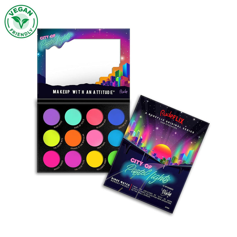 RUDE - City of Pastel Lights - 12 Pastel Pigment & Eyeshadow Palette - BeesActive Australia