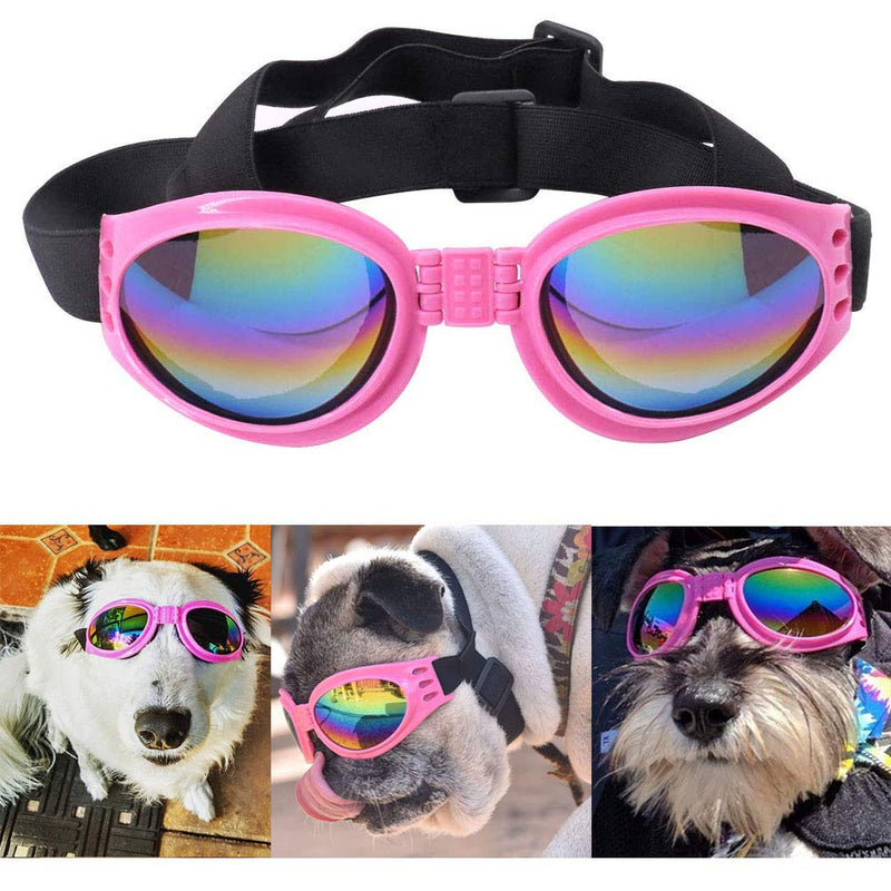 2 Pcs Dog Goggles, Adjustable Strap Dog Goggles Eye wear Protection for Travel Skiing, Black UV Protection Waterproof Sunglasses for Dog Black , Pink - BeesActive Australia