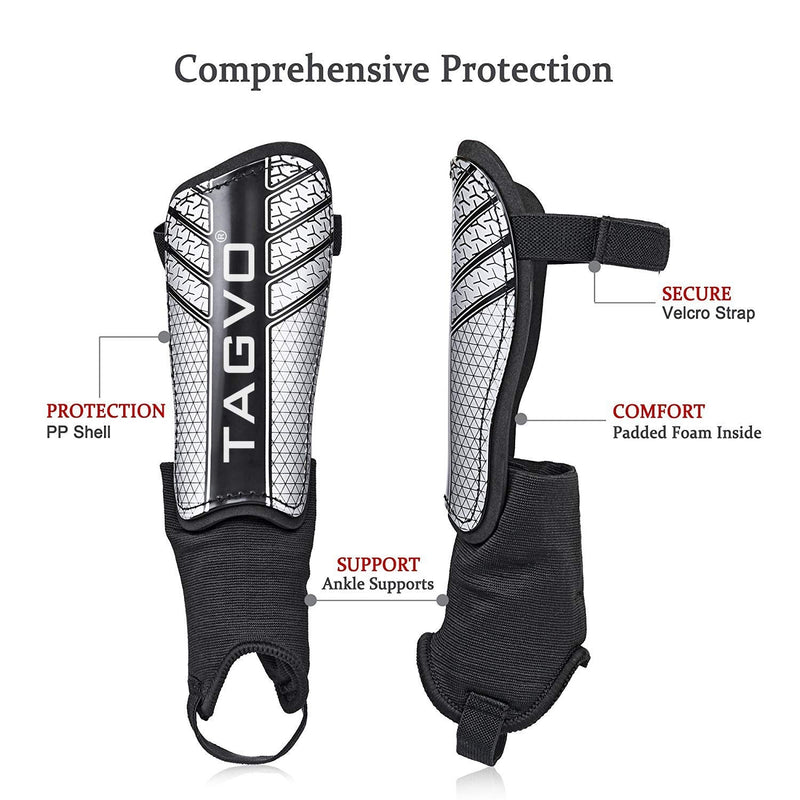 TAGVO Soccer Shin Guards, Kids Soccer Equipment with Ankle Sleeves Protection, Youth Sizes Child Soccer Shin Pads for Boys Girls Pattern_A Large - BeesActive Australia