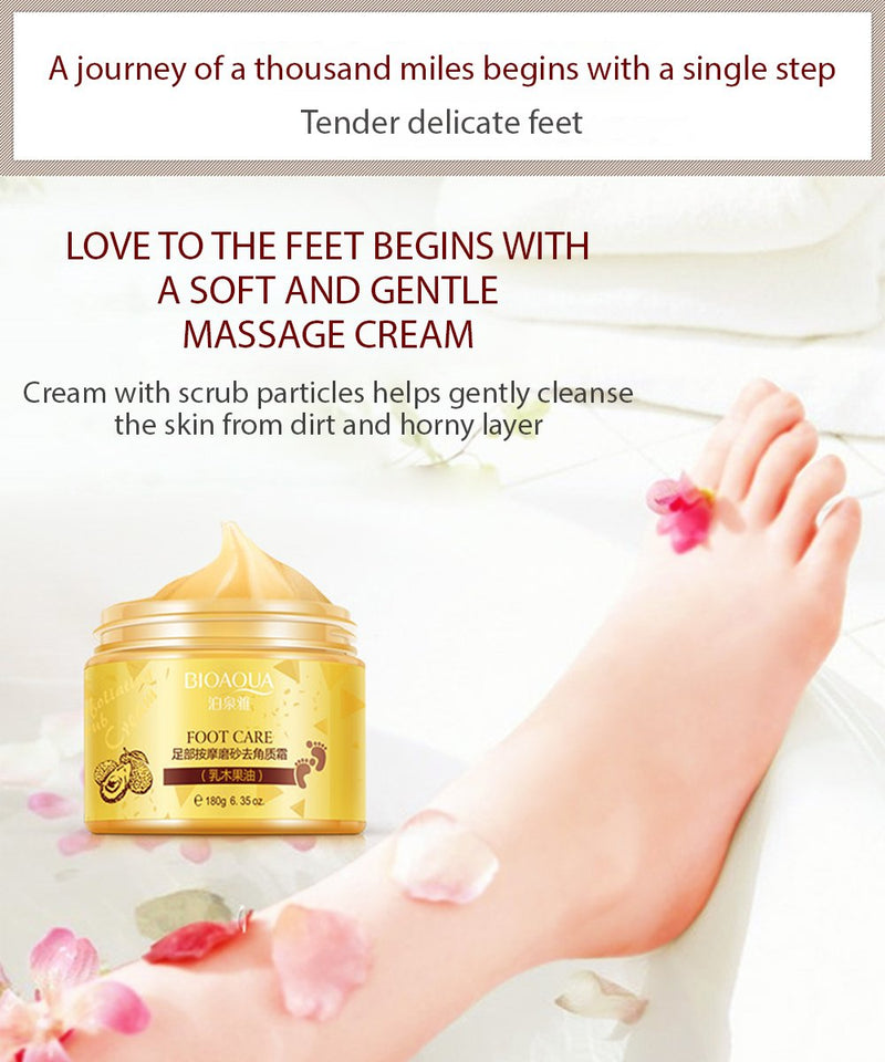 BIOAQUA Foot Care Herbal Massage Scrub-Exfoliating Cream Cleansing Delicate Feet Skin Shea Oil Natural Extracts180g - BeesActive Australia