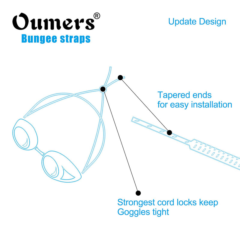 [AUSTRALIA] - Oumers Pack of 4 Bungee Goggle Strap Kit|Updated Version Tapered End Adjustable Replacement Swimming Goggle Straps with Cord Lock Clamp for Swim Goggles|Universal Durable, One Size Fits All Set C 