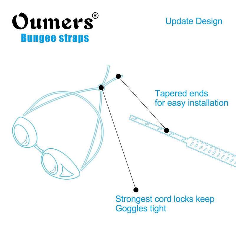 Oumers Bungee Goggle Strap Kit(4-Pack), Adjustable Replacement Swimming Goggle Straps with Cord Lock Clamp for Swim Goggles Anti Fog Racing Kids Goggles | Durable, One Size Fits All - BeesActive Australia
