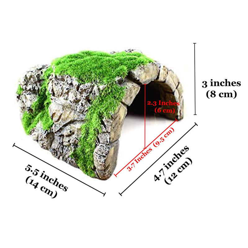 SunGrow Betta, Hermit Crab & Gecko Rock Cave, Resin Cave with Artificial Moss for Crayfish, Shrimps, Fish, Aquatic Frogs, 1 Pc per Pack - BeesActive Australia