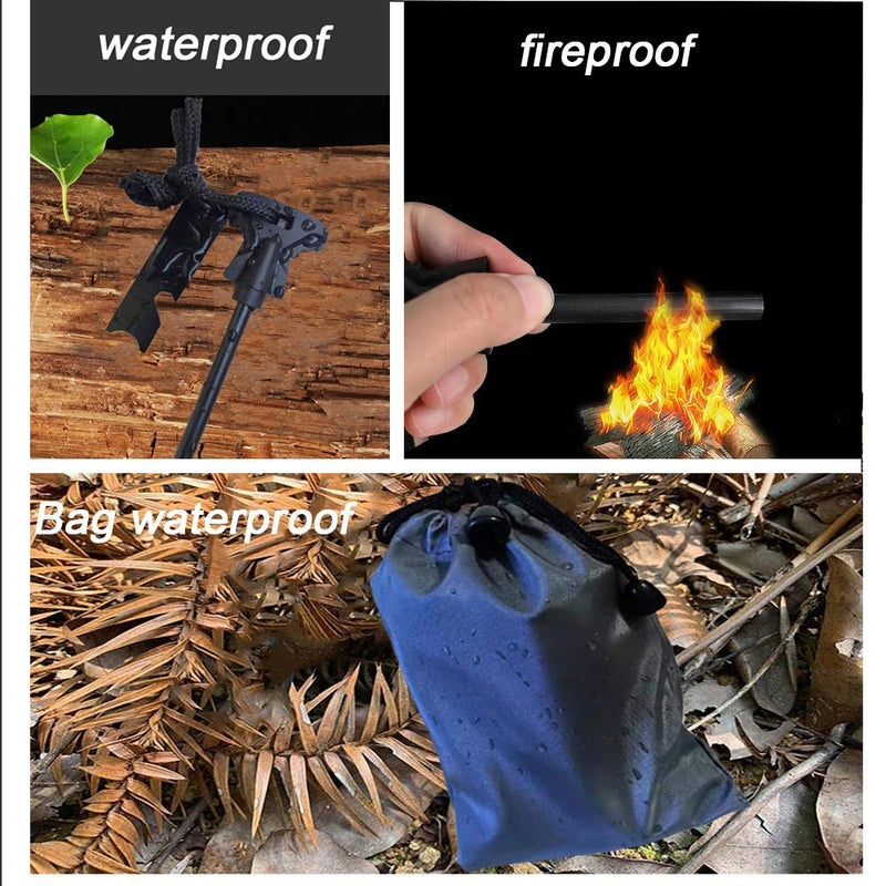4.25 Inch Flint Fire Starter, Survival Ferro Rods Starter with Easy Grip Handle and Multifunction Striker, Waterproof Flint Fire Can be Struck 15000 Times for Camping, Hiking (Pack of 2) (E) - BeesActive Australia