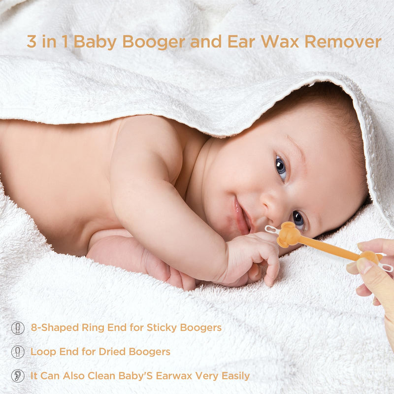 3 in 1 Baby Booger Remover and Baby Ear Cleaner Tool Baby Nose Cleaner with Soft Silicone End Dual Ear Wax and Snot Remover Safe Nasal Picker for Newborns Infants & Toddlers, BPA Free - BeesActive Australia