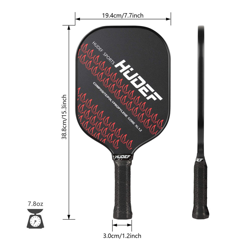 HUDEF Pickleball Paddle,Pickleball Rackets Lightweight Composite Fiber Wide Face Pickleball Paddle Racquet,Honeycomb Core Cushion Comfort Grip RED - BeesActive Australia