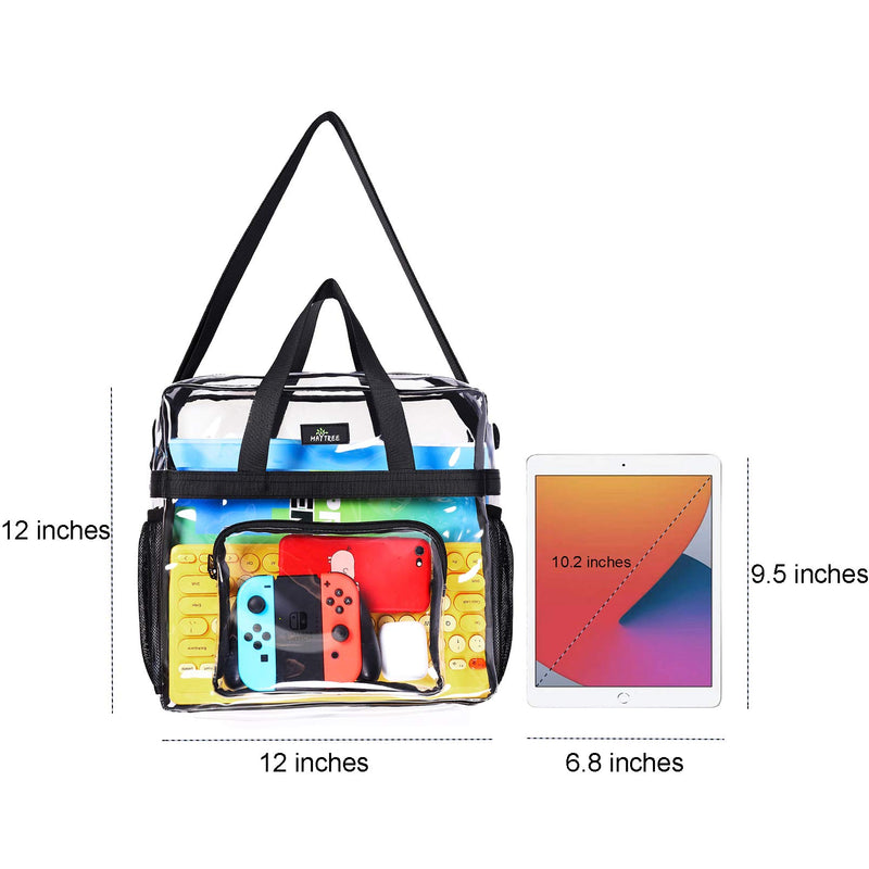 Clear Bag Stadium Approved, Transparent See Through Clear Tote Bag for Work, Sports Games-12 x12 x6 Black-l - BeesActive Australia
