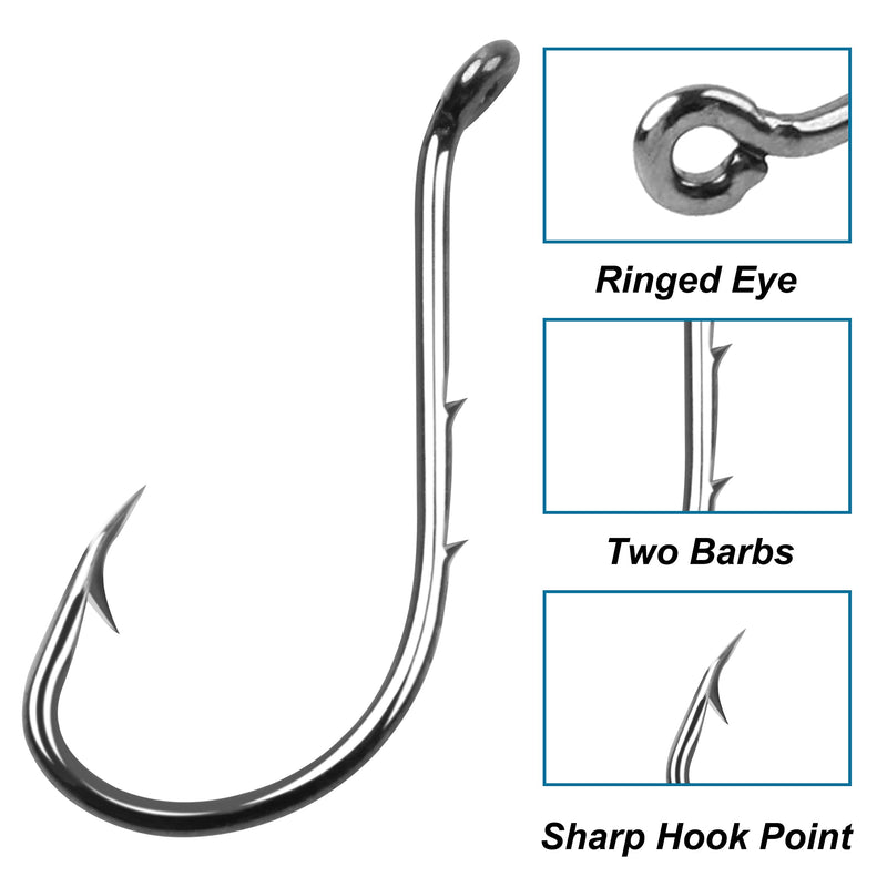 100pcs Octopus Baitholder Fishing Hooks, Sharp Barbed Beak Fish Hooks Black High Carbon Steel Circle Jig Hook Size: 8# - 6/0# 1/0-100PCS - BeesActive Australia