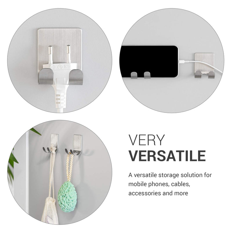 kwmobile 2X Razor Holder- Self-Adhesive Zinc Alloy Shaver Wall Mount - Bathroom Organizer for Showers - Silver - BeesActive Australia