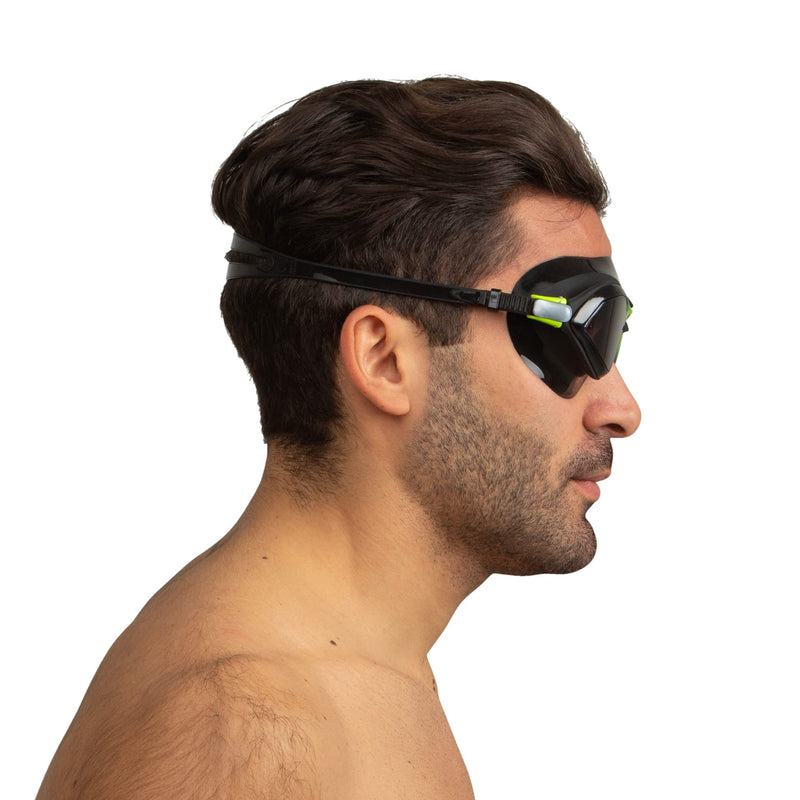 Seac Diablo, Swimming Mask Goggles for Men and Women for use in The Pool and Open Water Black/Lime - BeesActive Australia