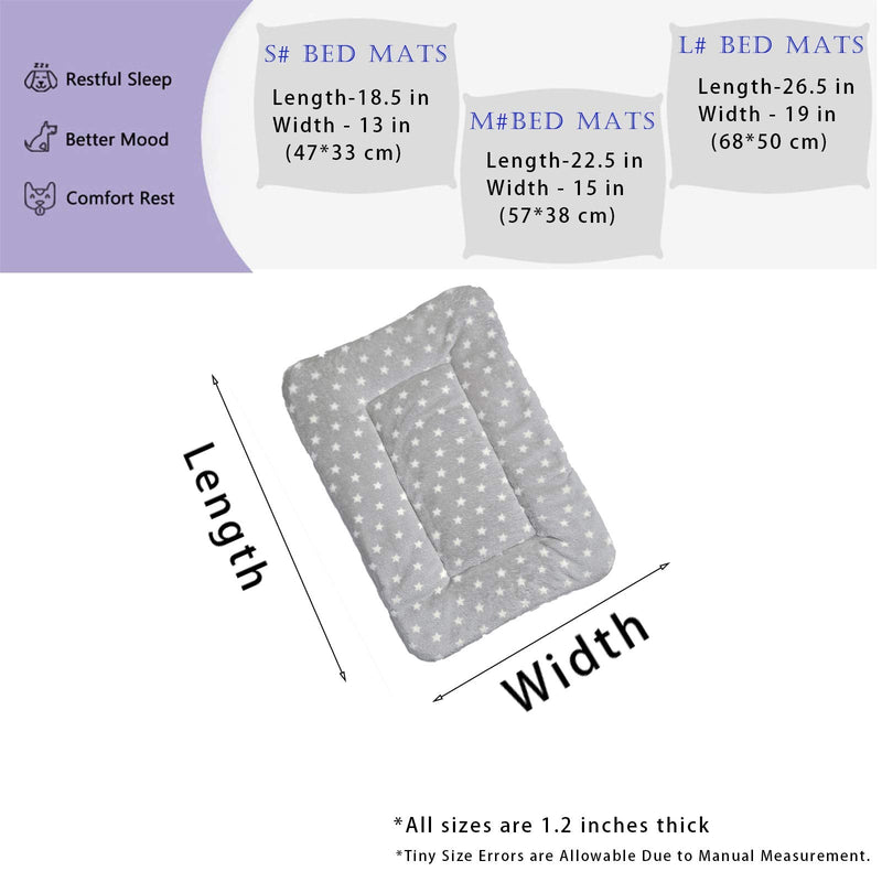 2 Pcs Pet Bed Mats. Ultra Soft Pet (Dog/Cat) Bed with Cute Prints. Reversible Faux Lambswool Kennel Pad for Medium Small Dogs and Cats. Machine Washable Pet Bed. Light Gray+Little Star - BeesActive Australia