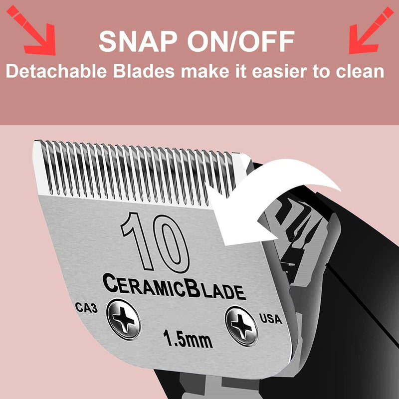 Detachable Pet Dog Clipper Blades,Compatible with Andis , Oster A5, Wahl KM Series Clippers,Made of Ceramic （#10/30 Blade 1/100-Inch 0.25MM Cut Length） - BeesActive Australia