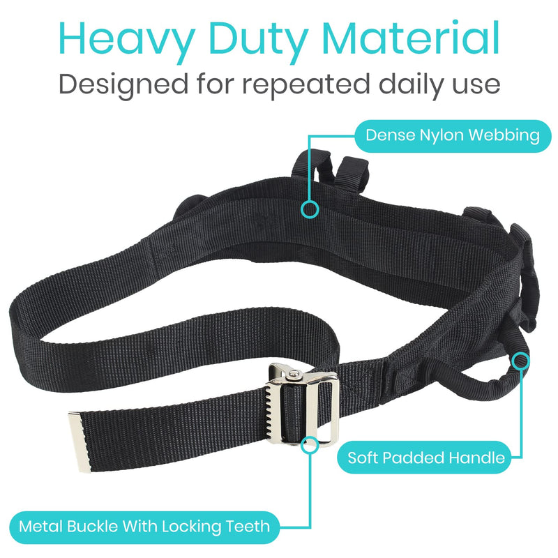 Vive Transfer Belt with Handles - Safety Gait Assist - Bariatric, Elderly, Gate Strap Quick Release (Black) - BeesActive Australia