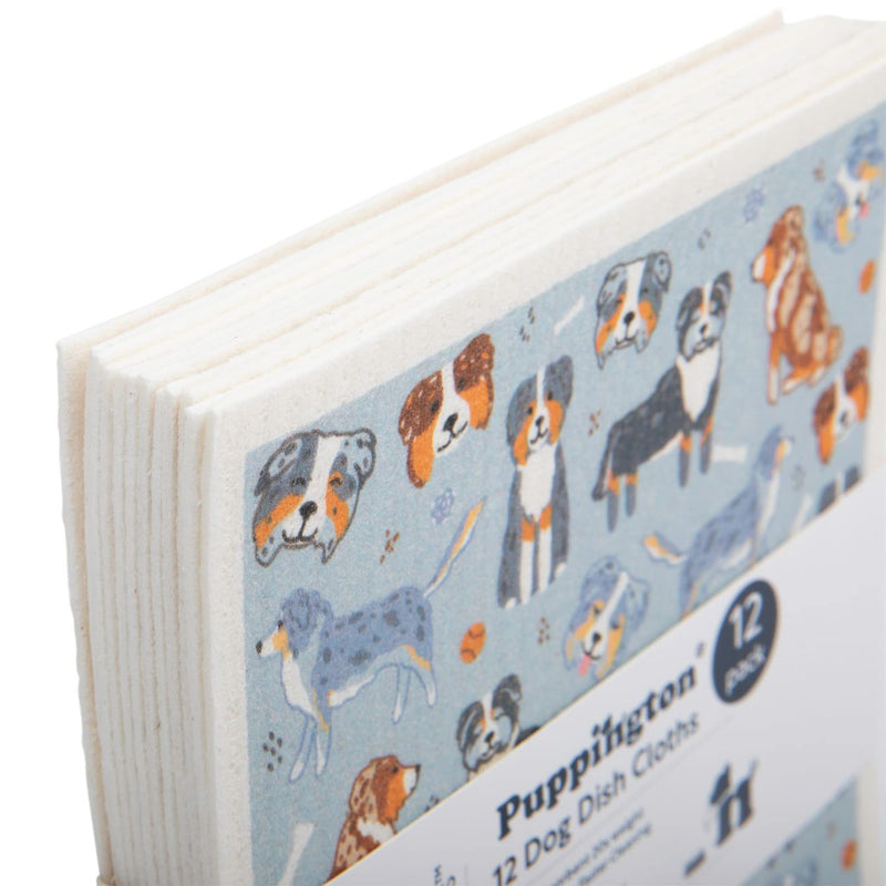Puppington Pupper Towels 12 Pack Swedish Dishcloths for Kitchen - Dog Dish Towels - Swedish Dish Cloths for Kitchen - Dog Mom Gifts for Women - Eco Friendly (12 Breeds) 12 Pack Top Breeds Multi - BeesActive Australia