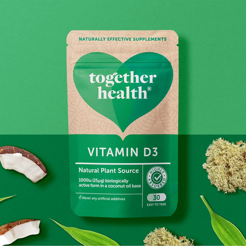 Vitamin D3 � Together Health � 1000iu Vitamin D3 � from Wild-Grown Lichen � Vegan Friendly � Made in The UK � 30 Vegecaps 30 Count (Pack of 1) - BeesActive Australia