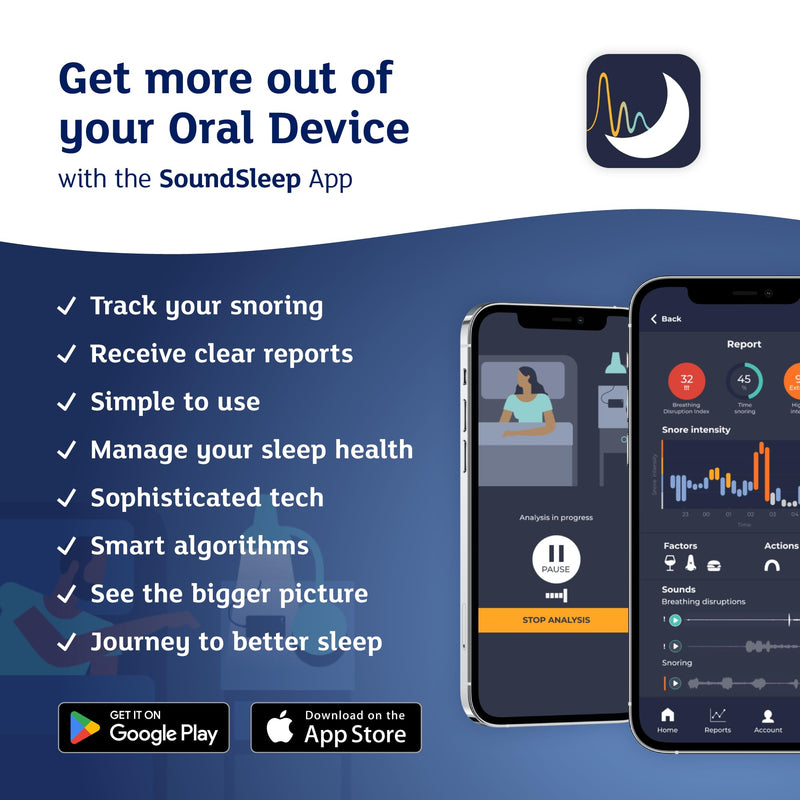 Snoreeze Oral Anti Snore Device - Adjustable Snoring Aids for Men & Women - Mandibular Advancement Device with Mobile App - Anti Snoring Mouthpiece - Sleep Aid to Reduce Snoring and Sleep Apnoea - BeesActive Australia