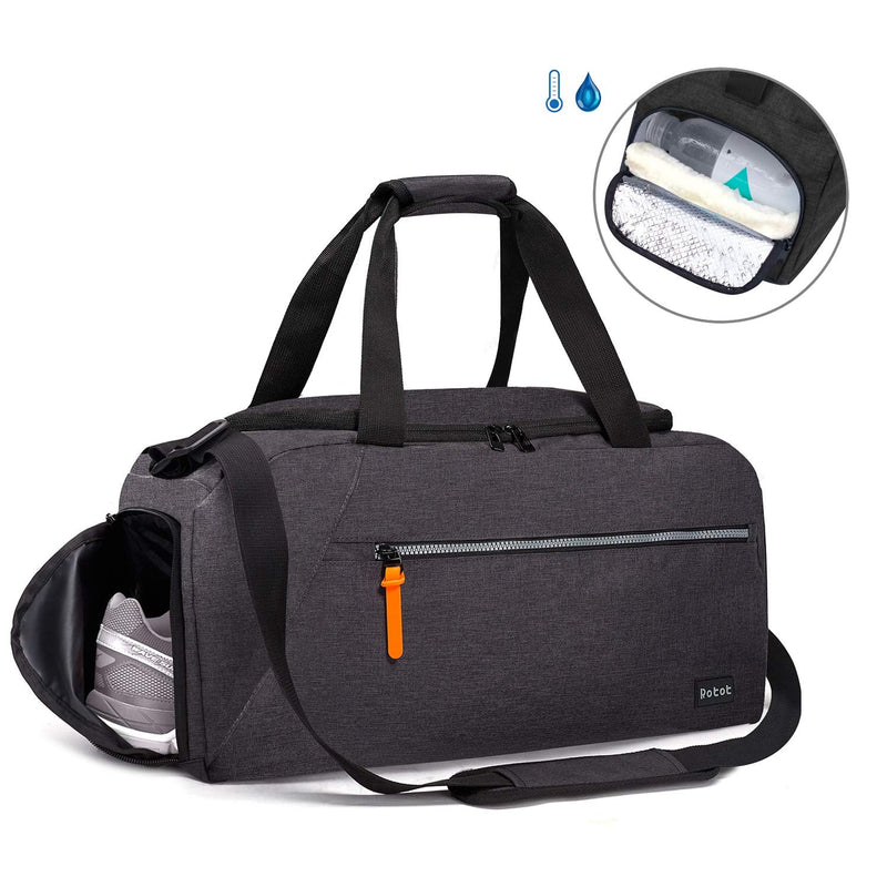 ROTOT Gym Duffel Bag, Gym Bag with Waterproof Shoe Pouch, Weekend Travel Bag with a Water-resistant Insulated Pocket Black - BeesActive Australia
