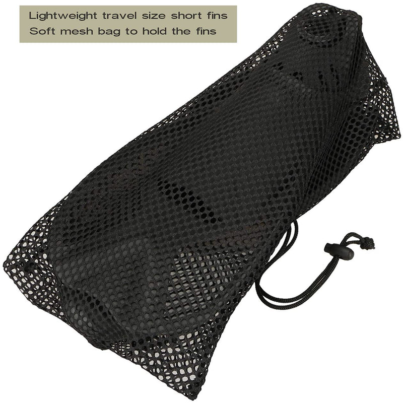 Trybesty Swim Fins,Short Snorkel Fins Travel Size Flippers for Snorkeling Diving Swimming Adult Men Women Black S(MEN:5-6;WOMEN:6-7) - BeesActive Australia