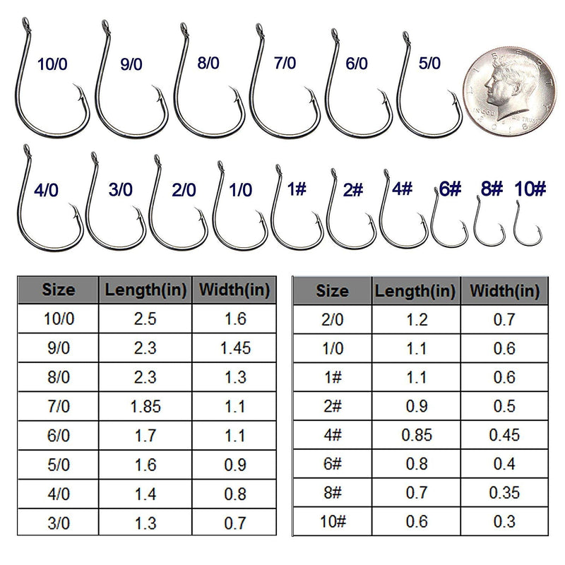 SILANON Circle Hooks Fishing Hooks Tackle - 120pcs 2X Strong Saltwater Fishing Hooks Octopus Circle Hooks Customized Offset Sport Circle Hook for Catfish Bass Size 10-10/0 120pcs 1/0 - BeesActive Australia