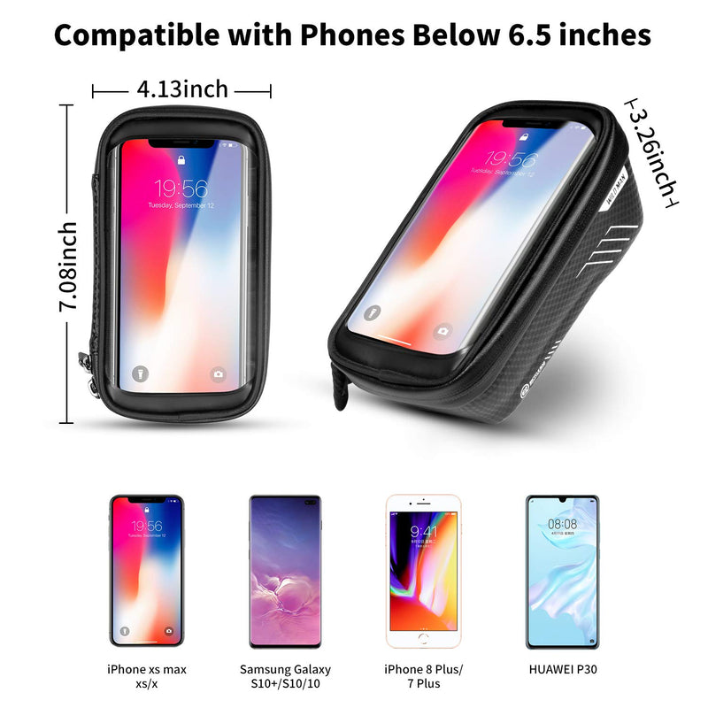 WILD MAN Bike Phone Mount Bag, Cycling Waterproof Front Frame Top Tube Handlebar Bag with Touch Screen Holder Case for iPhone X XS Max XR 8 7 Plus, for Android/iPhone Cellphones Under 6.5” - BeesActive Australia