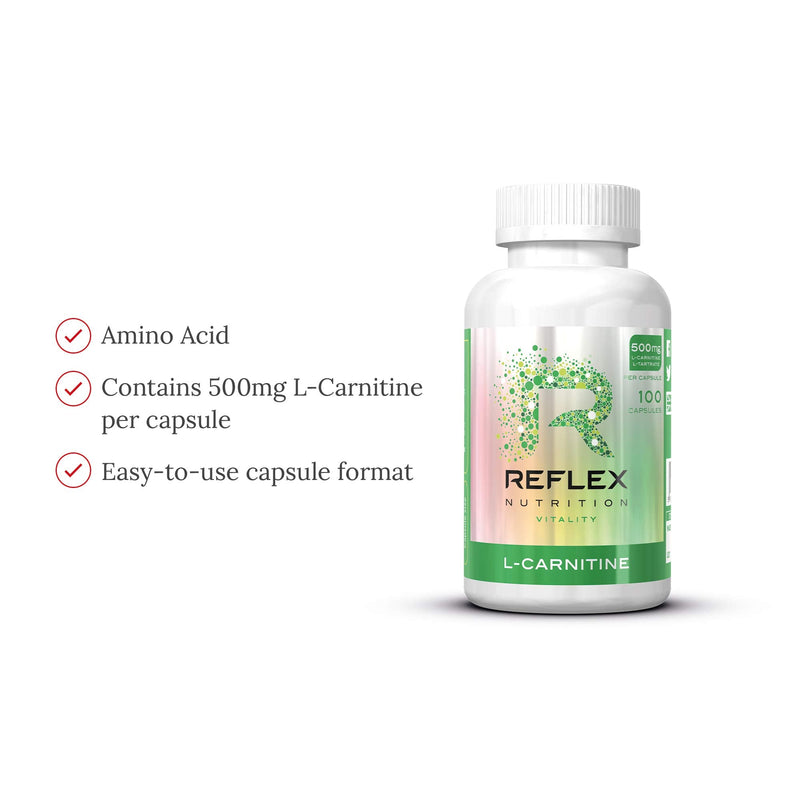 Reflex Nutrition L-Carnitine 500mg Capsules Supplement (100Caps) - BeesActive Australia