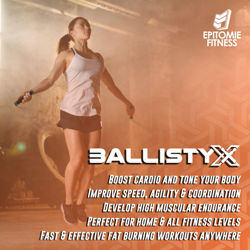 Ballistyx Jump Rope - Premium Speed Jump Rope with 360 Degree Spin, Steel Handles, Silicone Grips and 2 x Adjustable Cables - for Crossfit, Gym & Home Fitness Workouts & More Carbon Black - BeesActive Australia