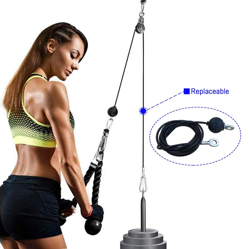 KORIKAHM Fitness Pulley Cable 118/157 / 197/236 Inch, LAT Pulldown Cable Replacement Gym Thick 6mm for Pulley System Cable Machine Accessories, PU Coating Steel Wire Rope with Stopper Ball Cable with Ball 118.0 Inches - BeesActive Australia