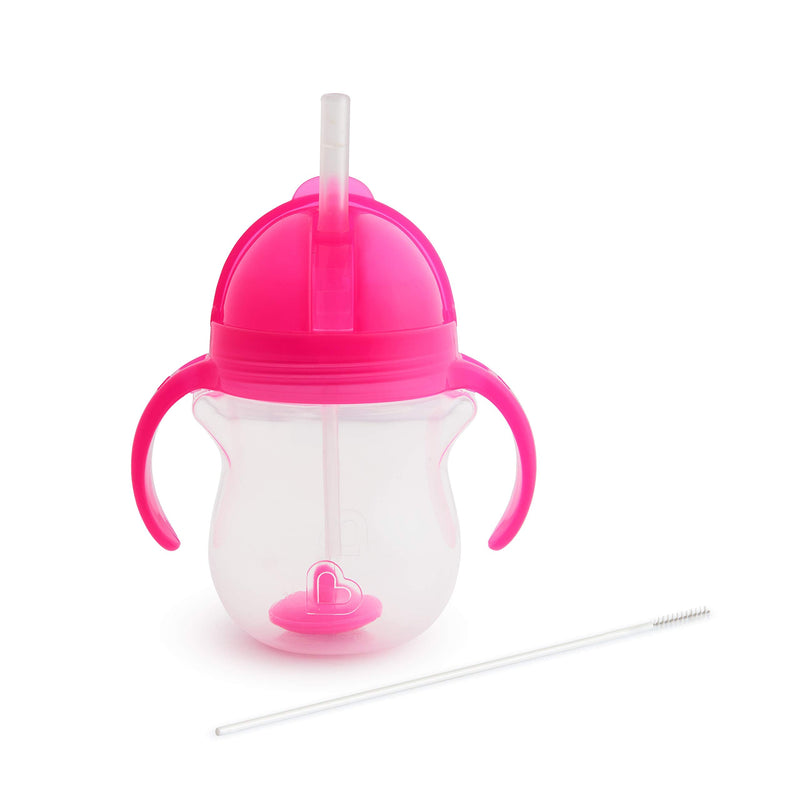 Munchkin Any Angle Click Lock Weighted Straw Trainer Cup, Pink, 7oz 1 Count (Pack of 1) - BeesActive Australia