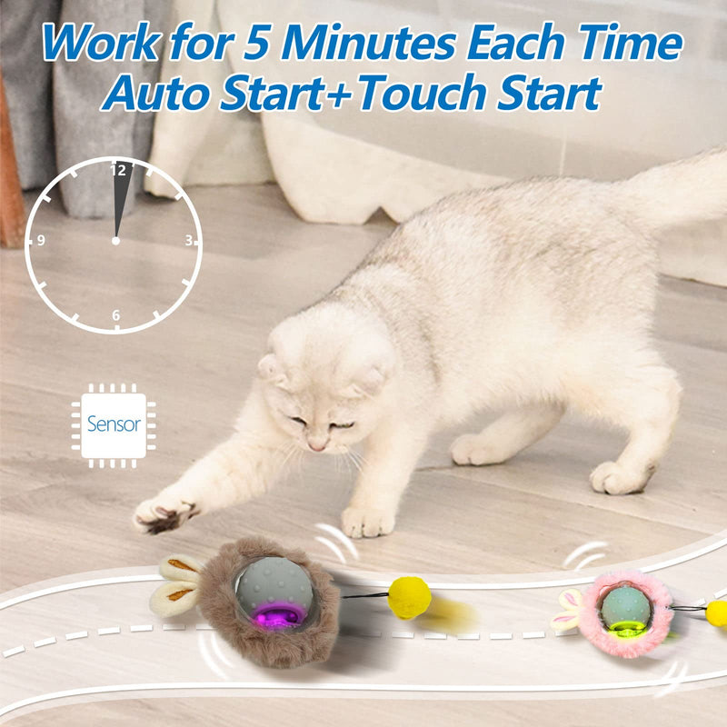 Sofolor Smart Interactive Cat Toys - Automatic Cat Toys for Indoor Cats, USB Rechargeable Cat Ball Toys with LED Lights, Electric Cat Mice Toys, Auto On/Off - BeesActive Australia