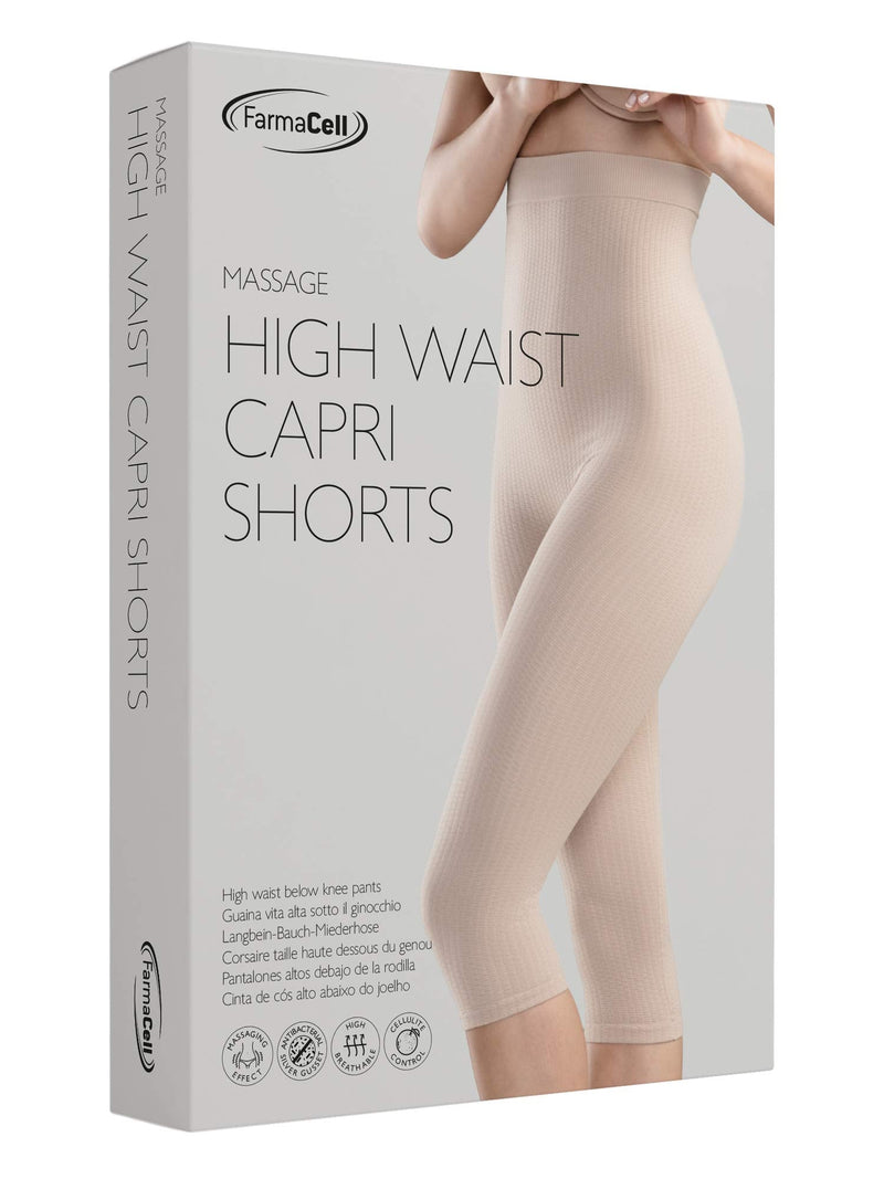 Farmacell 123 Women's high-Waisted Anti-Cellulite Massage Capri Leggings, 100% Made in Italy X-Large-XX-Large Nude - BeesActive Australia