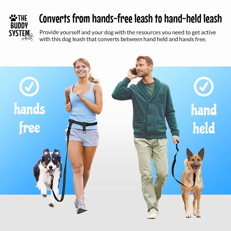 The Buddy System Hands Free Dog Leash Adjustable Leash for Running, Jogging, Training and Service Dogs (Regular, Black) and Buddy Bag Waist Belt Bag with Magnetic Closure for Pet Training, Running - BeesActive Australia
