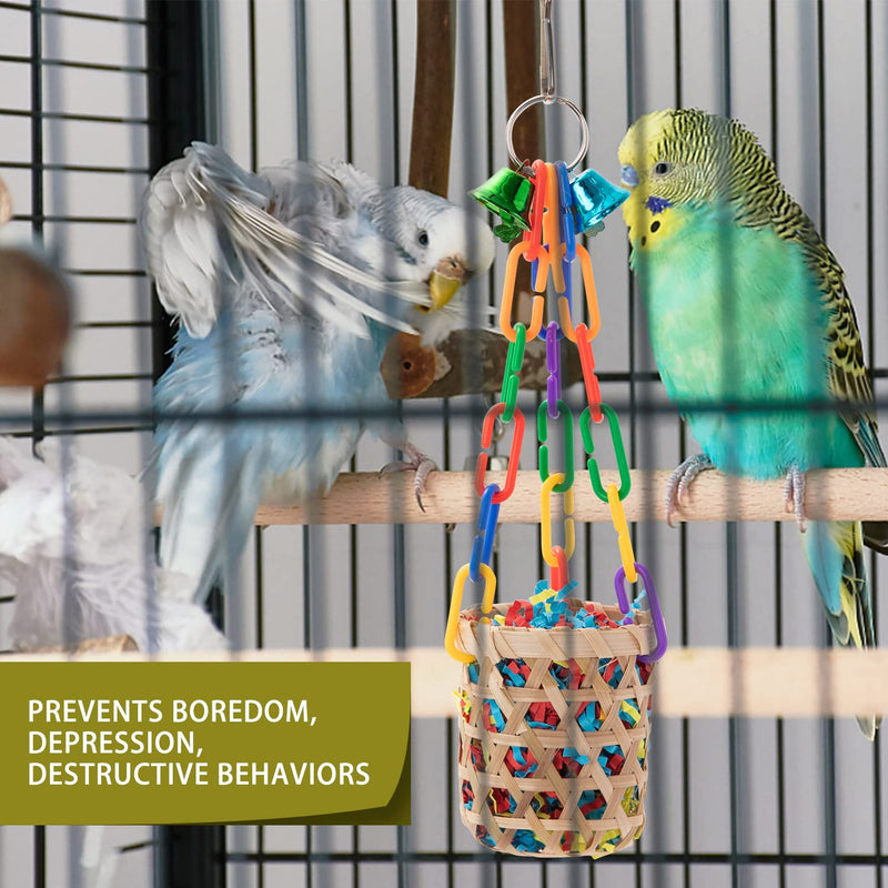 RLRICH Bird Colorful Chewing Toys Parrot Foraging Shredder Toys Shred Hanging Foraging Toys,Comfy Perch Parrot Toys for Rope Bungee Bird Toy 6 PACK - BeesActive Australia