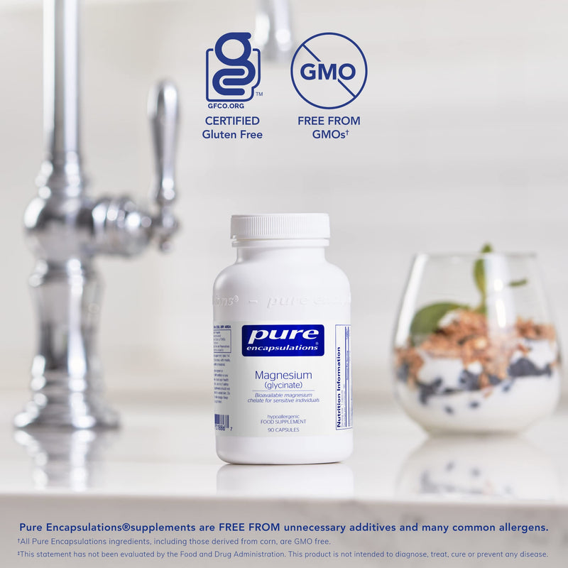 Pure Encapsulations - Magnesium (Glycinate) 120mg - Bioavailable Magnesium Chelate Tiredness and Fatigue Supplement - 90 Capsules 90 Count (Pack of 1) - BeesActive Australia